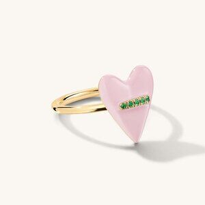 PINK ENAMEL HEART RING | MEJURI